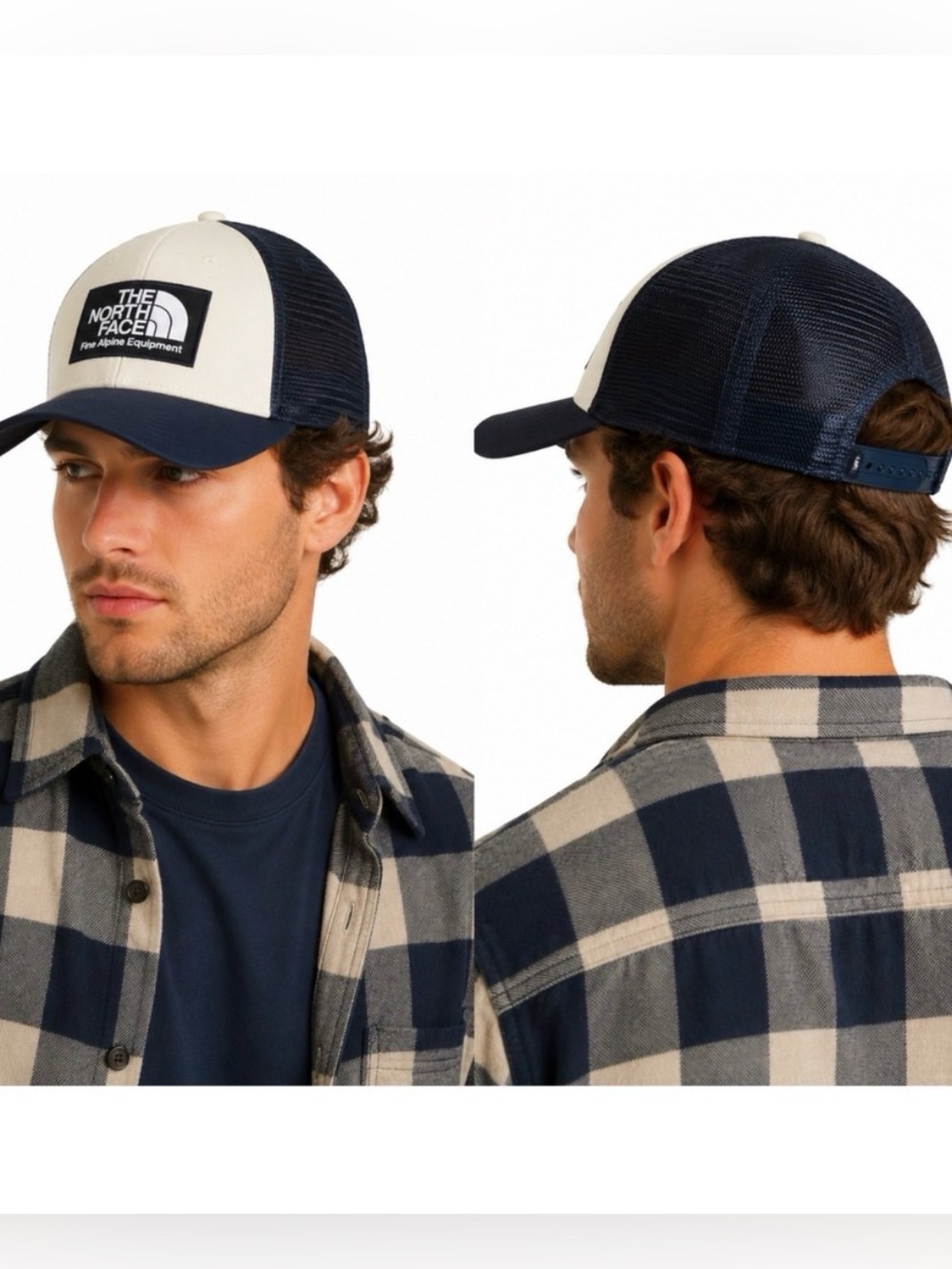 THE NORTH FACE Ivory and Navy Blue Logo Hat